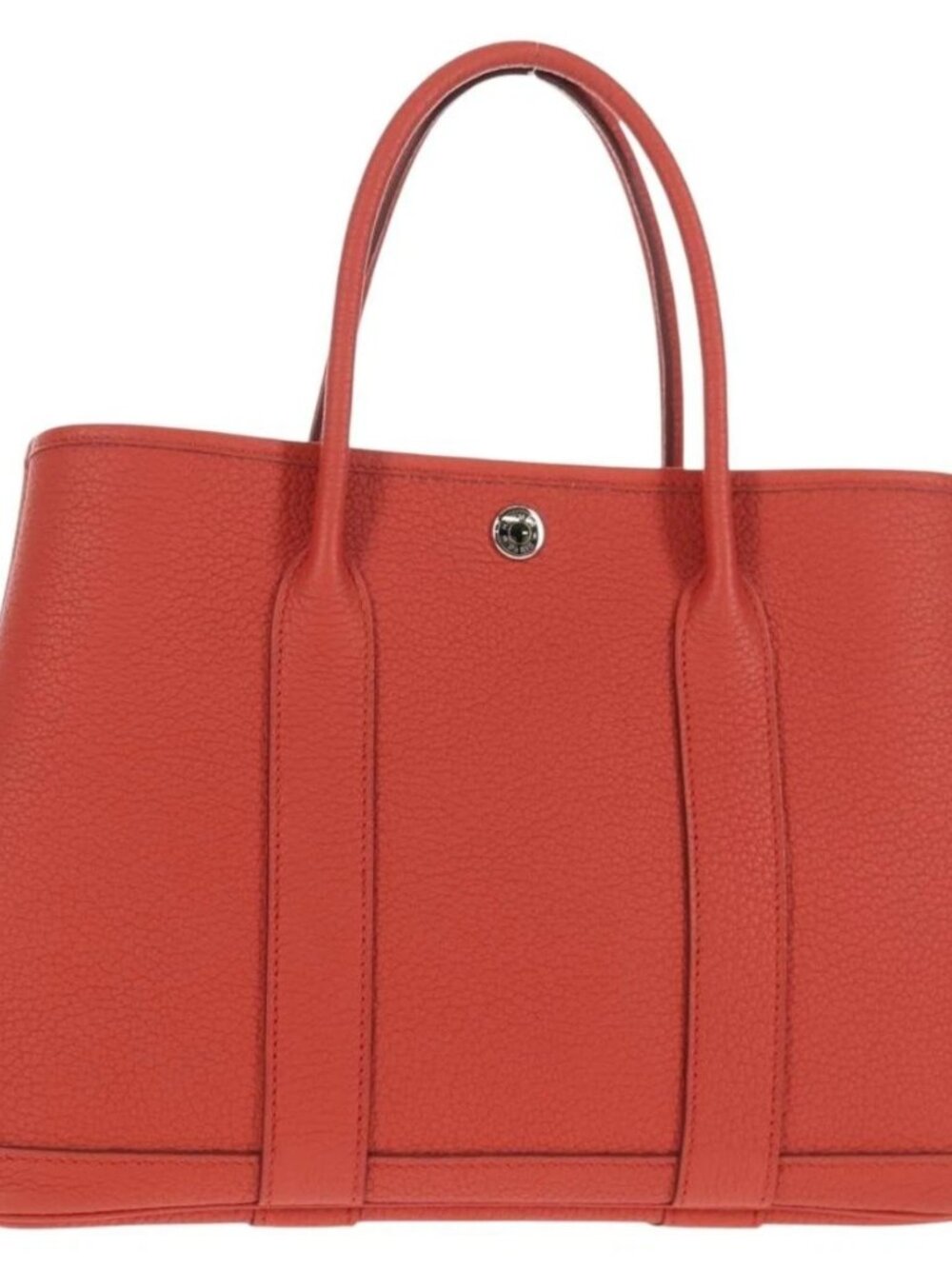 HERMES Garden Party TPM Hand Bag Leather Orange Silver Auth 139049SM